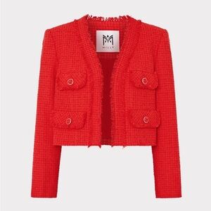 brand new red milly serena cropped boucle jacket, women’s 4 • SOLD OUT online!